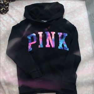 Pink hoodie, no tears, rips, or stains’